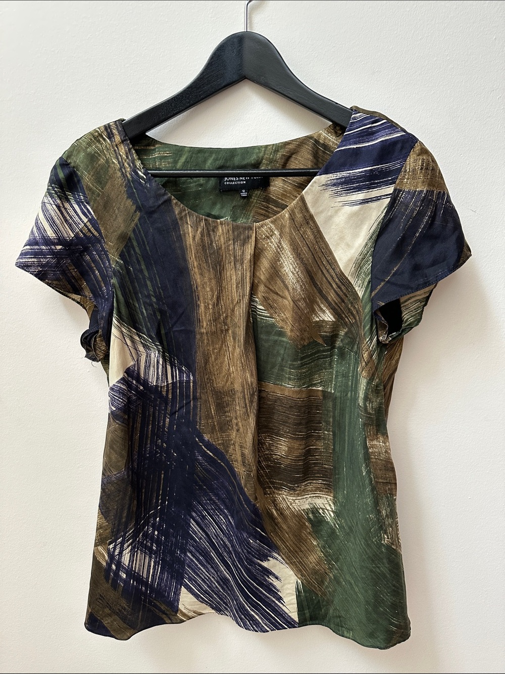 Autumn Colours Silk Abstract Scoop-Neck Top